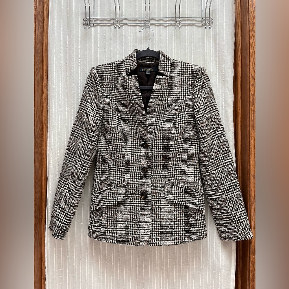 Brooks Brothers Italian Wool Glen Plaid Blazer Size 6P